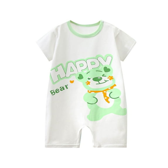 ZACPNCV 3-15M Baby Infant Summer Boy and Girl Short Sleeve Cartoon Animals Print Romper Comfortable Home Wear Green 12-15 Months