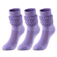 thumbnail image 1 of ZACPNCV 3-Pack Crew Slouch Socks Women - Retro Scrunch Short Sock - Soft Solid Ankle Socks, 1 of 1