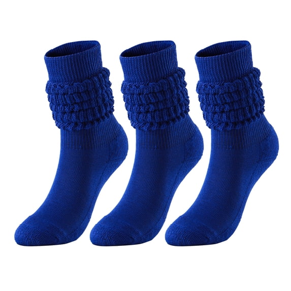 ZACPNCV 3-Pack Crew Slouch Socks Women - Retro Scrunch Short Sock - Soft Solid Ankle Socks