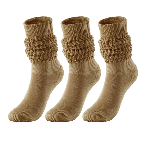 ZACPNCV 3-Pack Crew Slouch Socks Women - Retro Scrunch Short Sock - Soft Solid Ankle Socks