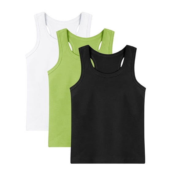 ZACPNCV 3 Pack Girls Boys Tank Tops Racerback Sleeveless Athletic Shirts UPF 50+ Quick Dry Crew Neck Casual Summer T-Shirt Kids Teen Undershirts 1-13 Years
