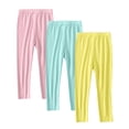 thumbnail image 1 of ZACPNCV 3 Pack Girls Cotton Leggings Pants Full Length Basic Leggings Stretchy Legging Footless Tight Pants Yellow 8-9 Years, 1 of 9
