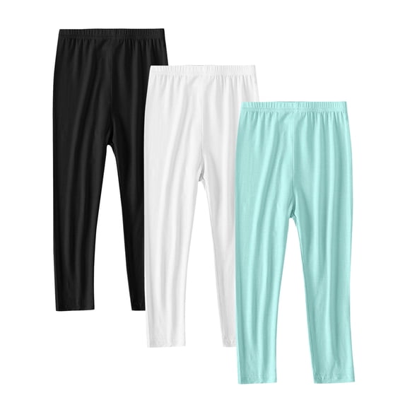 ZACPNCV 3 Pack Toddler and Baby Girls Cotton Leggings Pants Full Length Basic Leggings Stretchy Legging Tight Pants Mint Green 6-7 Years