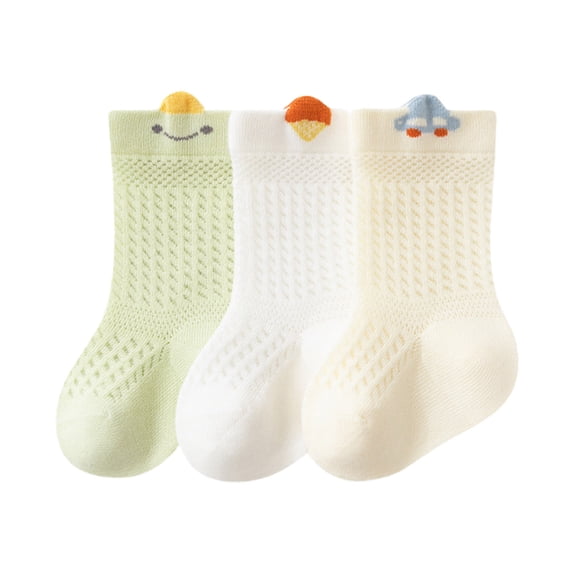 ZACPNCV 3 Pairs Girls Socks Kids Pink Crew Athletic Socks with Ruffle for Kids Green 3-5 Years