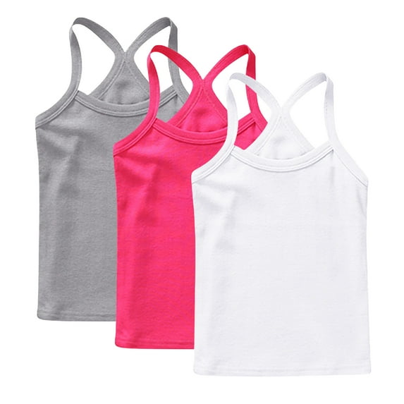 ZACPNCV 3 Pieces Girls Dance Tank Tops Racerback Camisole Undershirts Spaghetti Strap Camis Dance Clothes Tank Tops for Girls Multicolor 10-11 Years