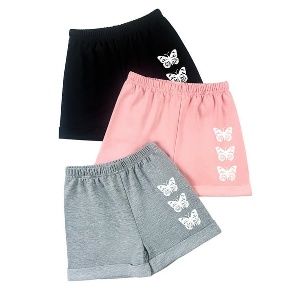 ZACPNCV 3-pack Shorts for Girls Summer Elastic Casual High Waisted Loose Shorts Pink 8-9 Years