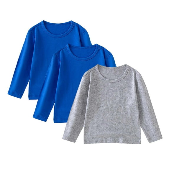 ZACPNCV 3PC Girls Crewneck Sweatshirts Kids Long Sleeve Shirts Tops Fall Pullover Blue 3-4 Years