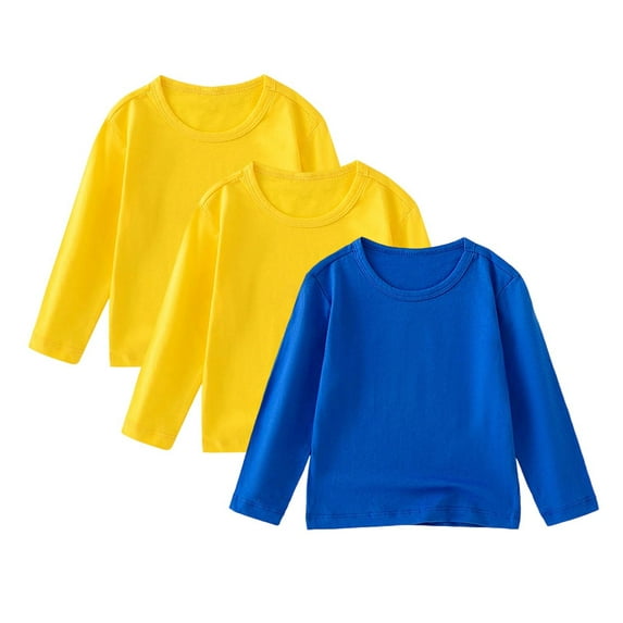 ZACPNCV 3PC Girls Crewneck Sweatshirts Kids Long Sleeve Shirts Tops Fall Pullover Yellow 2-3 Years