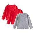 thumbnail image 1 of ZACPNCV 3PC Girls Long Sleeve T Shirts Kids Crewneck Fall Winter Tops Basic Tees Red 3-4 Years, 1 of 8