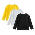 thumbnail image 1 of ZACPNCV 3PC Girls Long Sleeve T Shirts Kids Crewneck Fall Winter Tops Basic Tees White 10-11 Years, 1 of 8