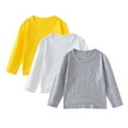 thumbnail image 1 of ZACPNCV 3PC Girls Long Sleeve T Shirts Kids Crewneck Fall Winter Tops Basic Tees Yellow 12-24 Months, 1 of 8