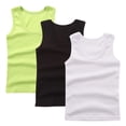 thumbnail image 1 of ZACPNCV 3PC Girls Tank Tops Cotton Sleeveless Undershirt Tank Tops Basic Shirts for Girls Kids Dancewear Green 7-8 Years, 1 of 4