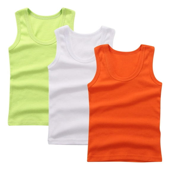 ZACPNCV 3PC Girls Tank Tops Cotton Sleeveless Undershirt Tank Tops Basic Shirts for Girls Kids Dancewear Multicolor 7-8 Years