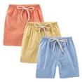 thumbnail image 1 of ZACPNCV 3PC Kids Toddler Boy Girl Cotton Linen Summer Shorts Solid Color Casual Sport Shorts with Drawstring Orange 3-4 Years, 1 of 9
