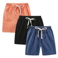 thumbnail image 1 of ZACPNCV 3PC Kids Toddler Boy Girl Cotton Linen Summer Shorts Solid Color Casual Sport Shorts with Drawstring Orange 7-8 Years, 1 of 9