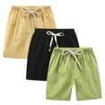 thumbnail image 1 of ZACPNCV 3PC Kids Toddler Boy Girl Cotton Linen Summer Shorts Solid Color Casual Sport Shorts with Drawstring Yellow 9-10 Years, 1 of 9