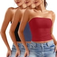 thumbnail image 1 of Lovskoo 3PC Women's Shapewear Tube Tops Strapless Ruched Built-in Shelf Bra Casual Black XL, 1 of 8