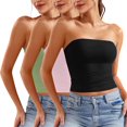 thumbnail image 1 of ZACPNCV 3PC Women's Shapewear Tube Tops Strapless Ruched Built-in Shelf Bra Casual Pink XL, 1 of 8