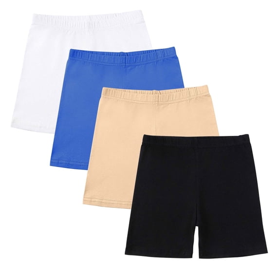 ZACPNCV 4 Pack Girls Bike Shorts Cartwheel Breathable Biker Under Dress Dance Shorts Kids Clothes Multicolor 5-6 Years