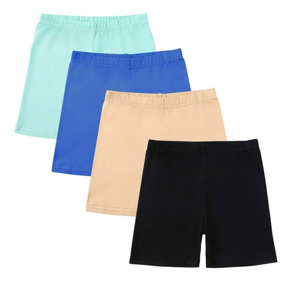 ZACPNCV 4 Pack Girls Bike Shorts Cartwheel Breathable Biker Under Dress Dance Shorts Kids Clothes Multicolor 7-8 Years