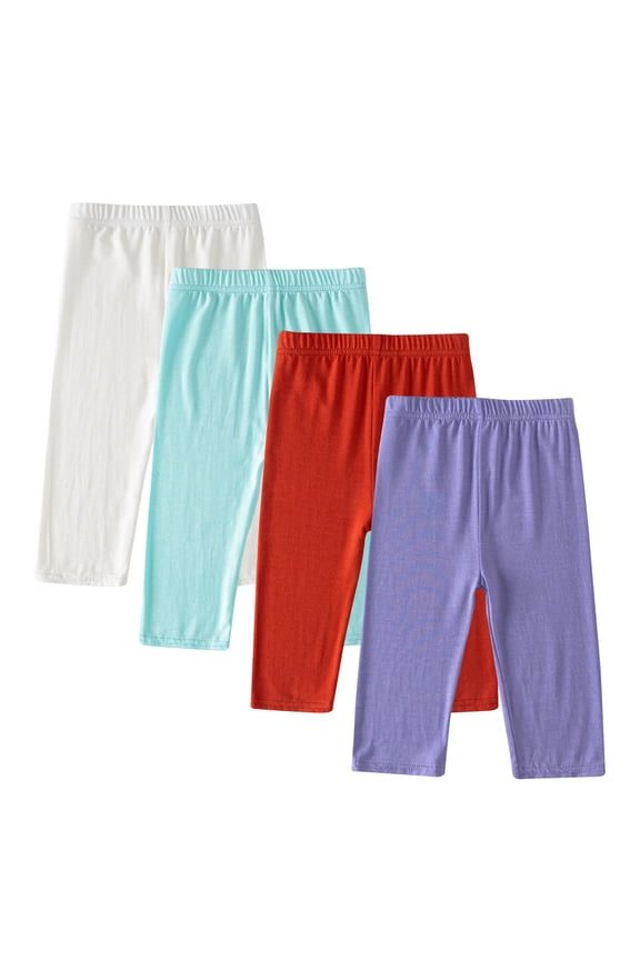 4 Pack Girls Capri Leggings 3/4 Pants Toddler Girl Basic Solid Summer Leggings Kids Dance Pants for School Multicolor 12-13 Years