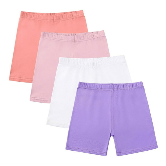 ZACPNCV 4 Pack Girls Shorts Cotton Cartwheel Shorts for Girls Biker Bermuda Under Kids Clothes Multicolor 7-8 Years