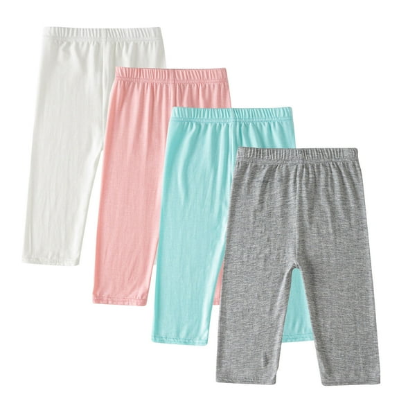 ZACPNCV 4 Pieces Girls Capris Leggings Cotton Cropped Leggings School Uniform Pants for Girls White 12-13 Years
