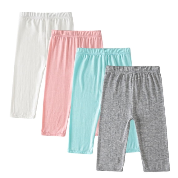 ZACPNCV 4 Pieces Girls Capris Leggings Cotton Cropped Leggings School Uniform Pants for Girls White 2-3 Years