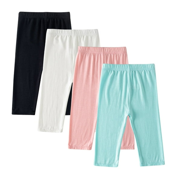 ZACPNCV 4 Pieces Girls Capris Leggings Crop Summer Leggings for School Wearing Multicolor 6-7 Years