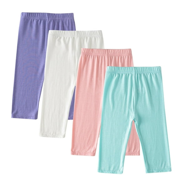 ZACPNCV 4 Pieces Girls Capris Leggings Crop Summer Leggings for School Wearing Multicolor 6-7 Years