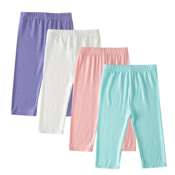 ZACPNCV 4 Pieces Girls Capris Leggings Crop Summer Leggings for School Wearing Multicolor 8-9 Years