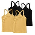 thumbnail image 1 of ZACPNCV 4 Pieces Girls Dance Tank Tops Racerback Camisole Undershirts Spaghetti Strap Camis Dance Clothes Tank Tops for Girl Black 4-5 Years, 1 of 7