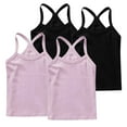 thumbnail image 1 of ZACPNCV 4 Pieces Girls Dance Tank Tops Racerback Camisole Undershirts Spaghetti Strap Camis Dance Clothes Tank Tops for Girl Black 8-9 Years, 1 of 7