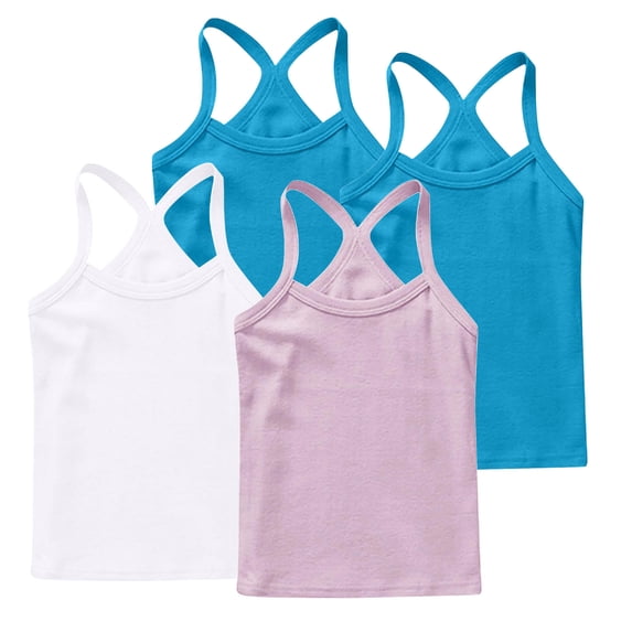 ZACPNCV 4 Pieces Girls Dance Tank Tops Racerback Camisole Undershirts Spaghetti Strap Camis Dance Clothes Tank Tops for Girl Pink 12-24 Months