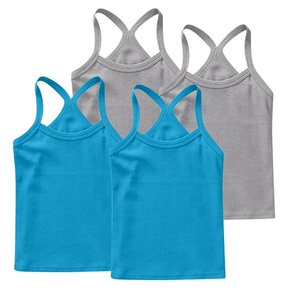 ZACPNCV 4 Pieces Girls Dance Tank Tops Racerback Camisole Undershirts Spaghetti Strap Camis Dance Clothes Tank Tops for Girls Gray 2-3 Years