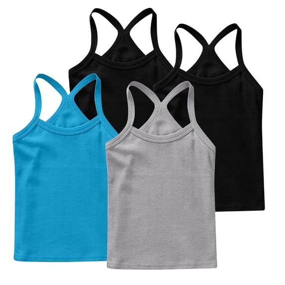 ZACPNCV 4 Pieces Girls Tank Top Sleeveless Racer Back Top Camisole Cami Undershirts Gray 12-24 Months
