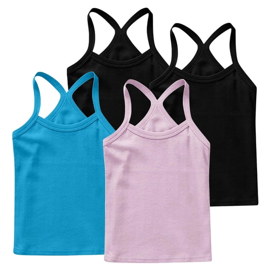 ZACPNCV 4 Pieces Girls Tank Top Sleeveless Racer Back Top Camisole Cami Undershirts Pink 2-3 Years