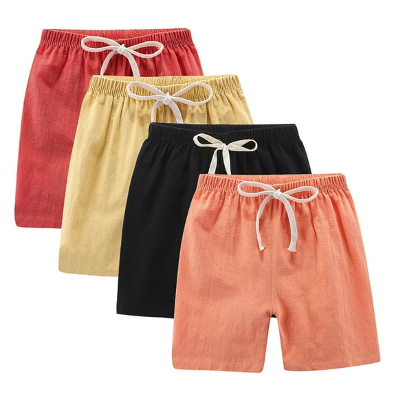 ZACPNCV 4PC Bermuda Shorts for Girls Knee Length Summer Casual Lightweight Breathable Comfy Linen Long Shorts for Teens Kids Yellow 11-12 Years