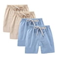 thumbnail image 1 of ZACPNCV 4PC Girls Bermuda Shorts Knee Length Straight Leg Short Loose Casual Cute Solid Drawstring Elastic Waist Summer Beige 3-4 Years, 1 of 9