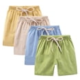 thumbnail image 1 of ZACPNCV 4PC Girls Bermuda Shorts Knee Length Summer Casual Cotton Linen Shorts Lightweight Elastic Waist Drawstring Short Pants Yellow 3-4 Years, 1 of 9