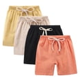 thumbnail image 1 of ZACPNCV 4PC Girls Bermuda Shorts Knee Length Summer Casual Cotton Linen Shorts Lightweight Elastic Waist Drawstring Short Pants Yellow 5-6 Years, 1 of 9