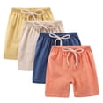 thumbnail image 1 of ZACPNCV 4PC Girls Casual Bermuda Shorts Kids Knee Length High Waisted Summer Shorts Linen Comfy Drawstring Short Pants Yellow 5-6 Years, 1 of 9