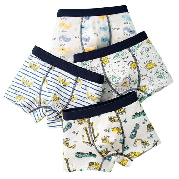 ZACPNCV 4PC Kids Toddler Boys Underwear Boxer Briefs Cotton Comfort Breathable Crab Prints Shorts Boxer Underpants White 5-6 Years