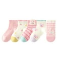 thumbnail image 1 of ZACPNCV 5 Pairs Girls Socks Kids Toddler Crew Socks Girls Athletic Sock Kid School Sock Pink 1-3 Years, 1 of 3