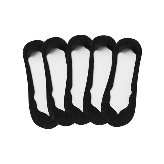 ZACPNCV 5 Pairs Invisible Ice Silk Breathable No Show Socks Ultra Low Cut Liner Non Slip Hidden for Women Black Free Size