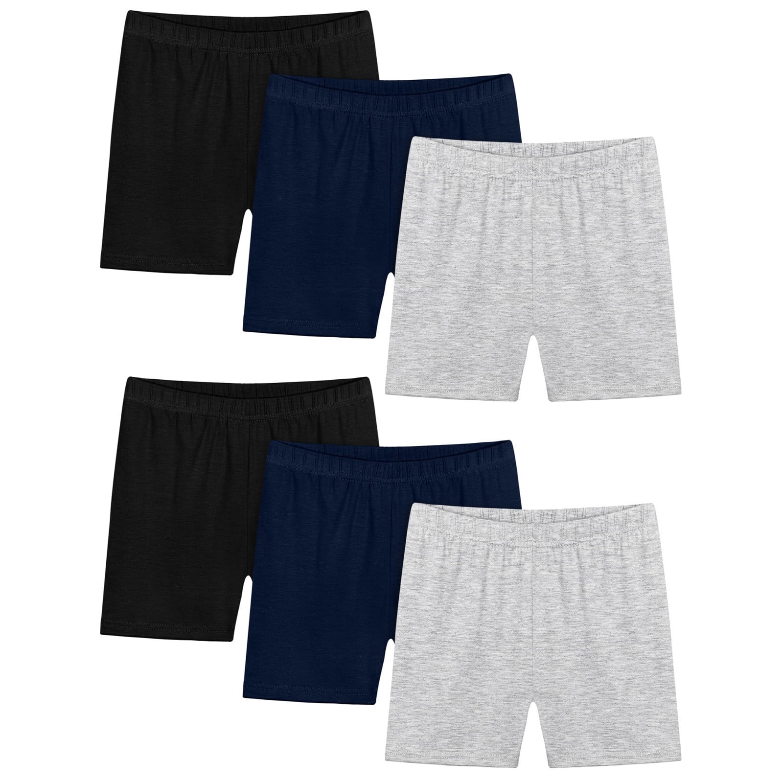 Resinta 6 Pack Girls Bike Shorts - Cartwheel Shorts, 100% Modal Cotton, Under Dress Dance Shorts, 2-3T