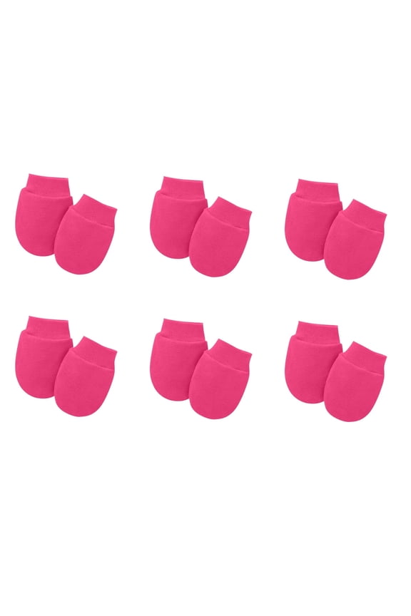 6 Pairs Baby Mittens Newborn No Scratch Mittens Newborn Cotton Wrist Gloves Infant Toddler Mittens for Baby Boys Girls Hot Pink 0-12 Months