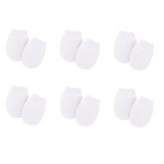 ZACPNCV 6 Pairs Baby Mittens Newborn No Scratch Mittens Newborn Cotton Wrist Gloves Infant Toddler Mittens for Baby Boys Girls White 0-12 Months