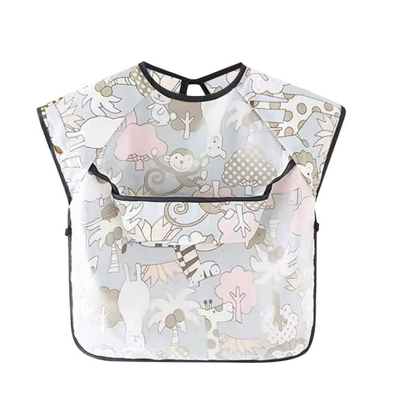 ZACPNCV Baby Bib Cute Full Sleeve Bib Outfit Waterproof Bibs for Toddlers Machine Washable Tug Proof Closure Baby Smock for Eating Purple 5-6 Years