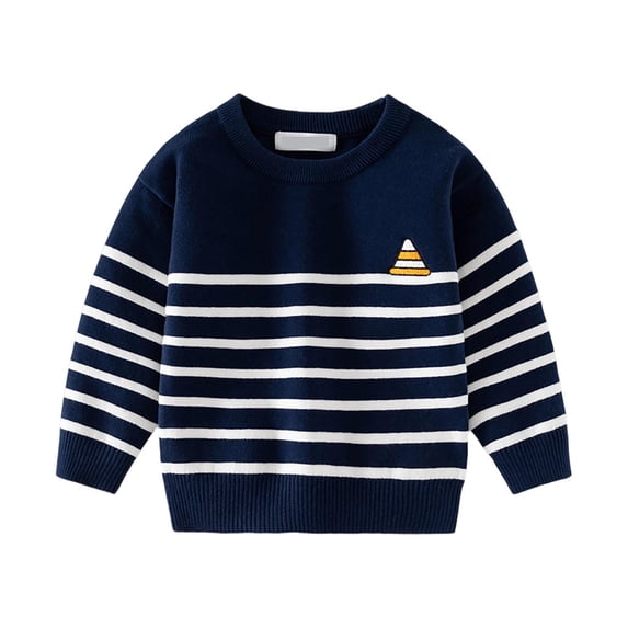 ZACPNCV Baby Boy Girls Cable Knit Sweater Long Sleeve Round Neck Unisex Kids Pure Color Cotton Pullover Navy 1-2 Years